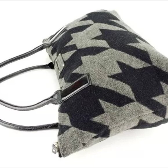 Kate Spade Tote bag Black Grey Enamel leather felt unisex Authentic - Picture 5 of 8